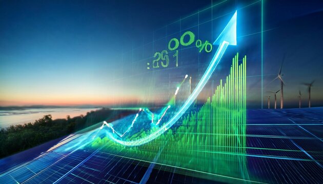 carbon emissions decreasing on a futuristic graph blue and green hues sleek modern style visualizing carbon reduction progress