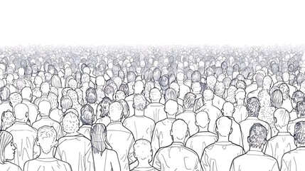 A crowd illustration depicting a large gathering of people from behind, emphasizing unity and diversity.