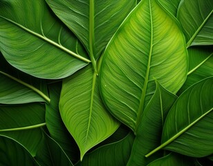 lush green leaves with intricate veining patterns