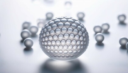 sphere like liposome on white background with shallow depth of field