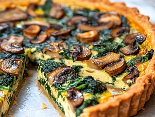 Mushroom and spinach quiche