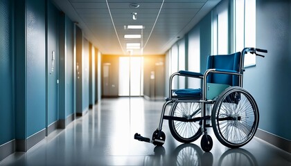 wheelchair in hospital corridor