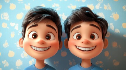 Joyful family portrait featuring two smiling brothers showcasing deep bonds and togetherness