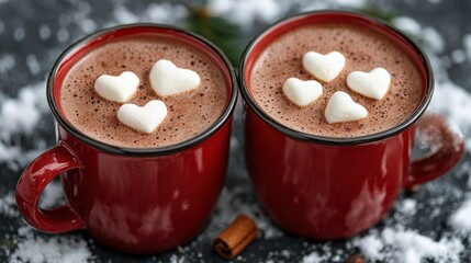 Cozy Hot Chocolate with Heart-Shaped Marshmallows for Winter Delight