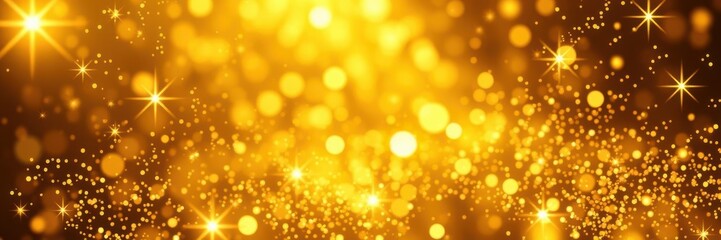 Gold glitter particles shining in a vector background, creating a dazzling and luxurious effect, glow, gold