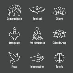 Zen Meditation Mandala Design Symbol Concept with Swirly Yoga Embellishments 