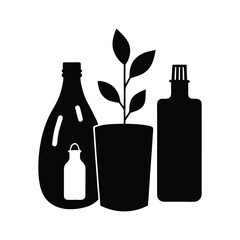 set of bottles and glasses