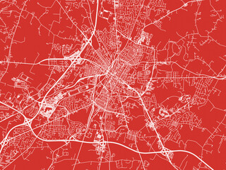 Christmas Map of Hagerstown Maryland, USA in Snowy White on Festive Red Background.