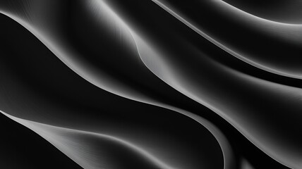 Fototapeta premium Black textures wallpaper. Abstract 4k background silk, smooth, waves pattern. Modern clean minimal backdrop design. 