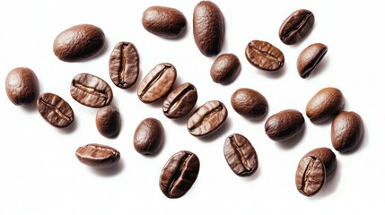 Fototapeta premium Floating Coffee Beans on White 