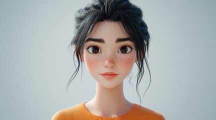 Fototapeta premium Casual portrait of a young woman in relaxed clothing against a pure white background representing contemporary style and confidence