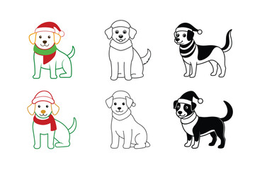 set of dogs Santa hat