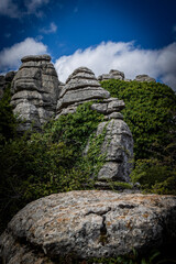 Rock formations with curious shapes in the Torcal de Antequera in the province of Malaga