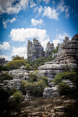 Rock formations with curious shapes in the Torcal de Antequera in the province of Malaga