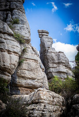 Rock formations with curious shapes in the Torcal de Antequera in the province of Malaga
