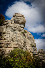 Rock formations with curious shapes in the Torcal de Antequera in the province of Malaga