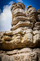 Rock formations with curious shapes in the Torcal de Antequera in the province of Malaga