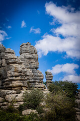 Rock formations with curious shapes in the Torcal de Antequera in the province of Malaga