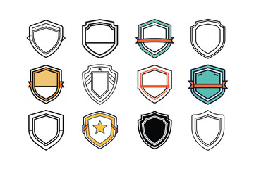 set of shields on a white background 