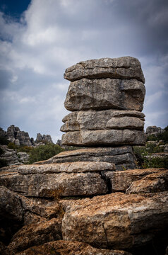 Rock formations with curious shapes in the Torcal de Antequera in the province of Malaga