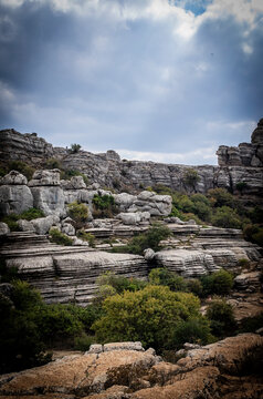 Rock formations with curious shapes in the Torcal de Antequera in the province of Malaga