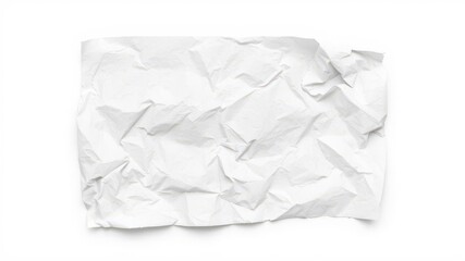 A close-up shot of a crumpled white paper with deep creases and folds, crumpled paper, document, sheet