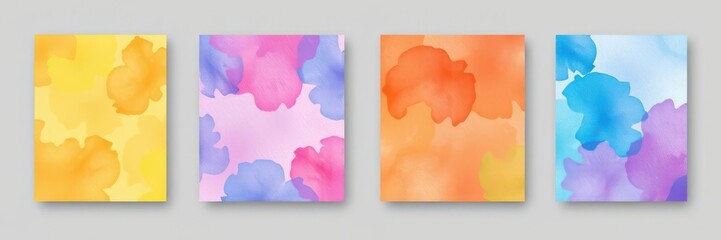 A collection of vibrant watercolor backgrounds in various colors and patterns perfect for business card or flyer designs, colorful, flyer, vector