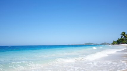 Fototapeta premium Beautiful beach with crystal clear water and golden sands, nature, shore, summer
