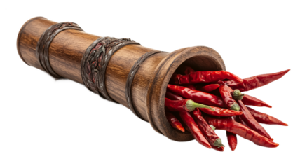 Wooden scoop full of red chili on a white background. isolated background.