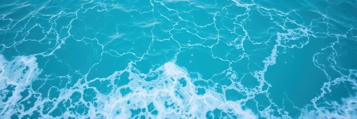Fototapeta premium Calming pure blue ocean water texture with gentle foamy waves, texture, turquoise, serene