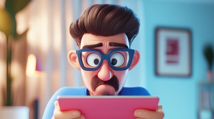 Man using digital tablet with face covered depicting modern technology and privacy concerns