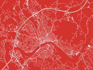 Christmas Map of Haverhill Massachusetts, USA in Snowy White on Festive Red Background.