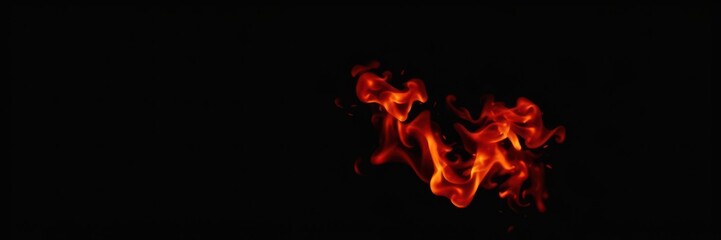 Fiery red and orange flames dancing gracefully against a sleek black backdrop, black background, energy, vibrant