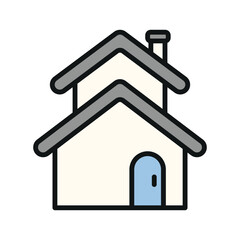 Two story house building icon vector design templates simple and modern