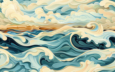 Fototapeta premium The classical traditional Chinese element wave texture art background 