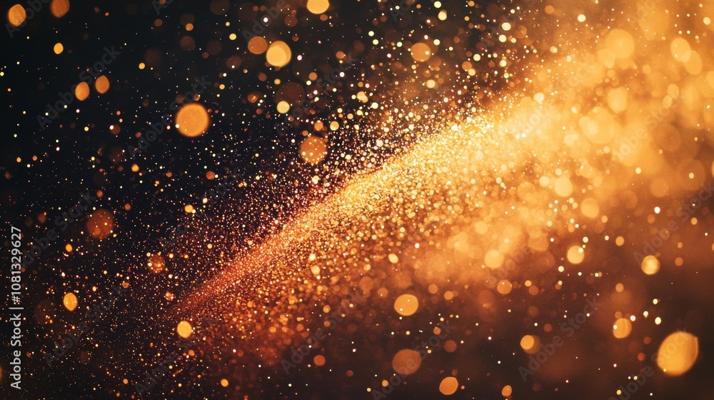Poster golden bokeh light particles in motion