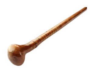 Wooden walking stick on a transparent background. isolated background.