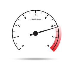 vector RPM gauge icon. tachometer sign isolated