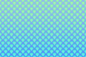Fish scale pattern background. Abstract green and blue ocean-like colors scales with hand-drawn textures design. © Chanya