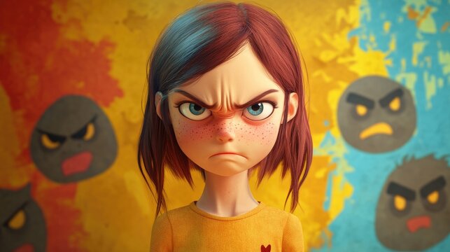 Composite photo collage of an upset girl expressing feelings of blame and hate due to bullying stereotypes highlighting the effects of depression and stress in isolation