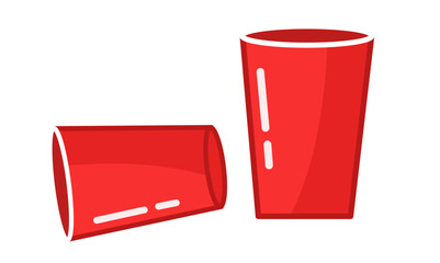 Classic red cup flat vector illustration. Red cup day