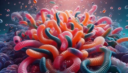 Obraz premium 3D jelly colorful background in the form of worms