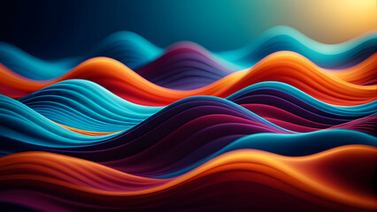 Abstract waves of color, dynamic shapes, fluid motion, vibrant design aesthetic.
