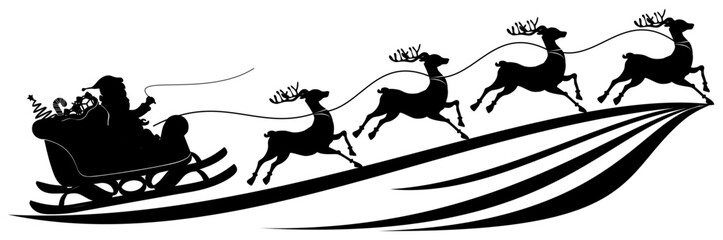 sleigh santa cluas silhouette illustration background for a christmas