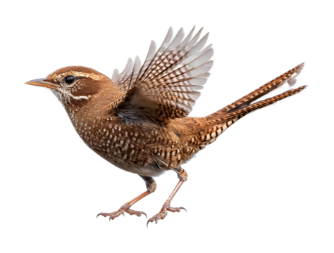 Wren dancing isolated on a transparent background