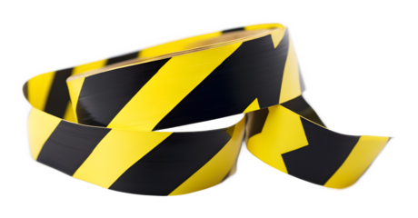 Yellow and black barricade tape on a transparent background. isolated background.