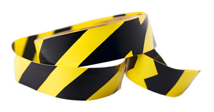 Yellow and black barricade tape on a transparent background. isolated background.