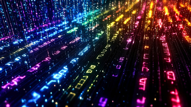 Abstract colorful digital rain.