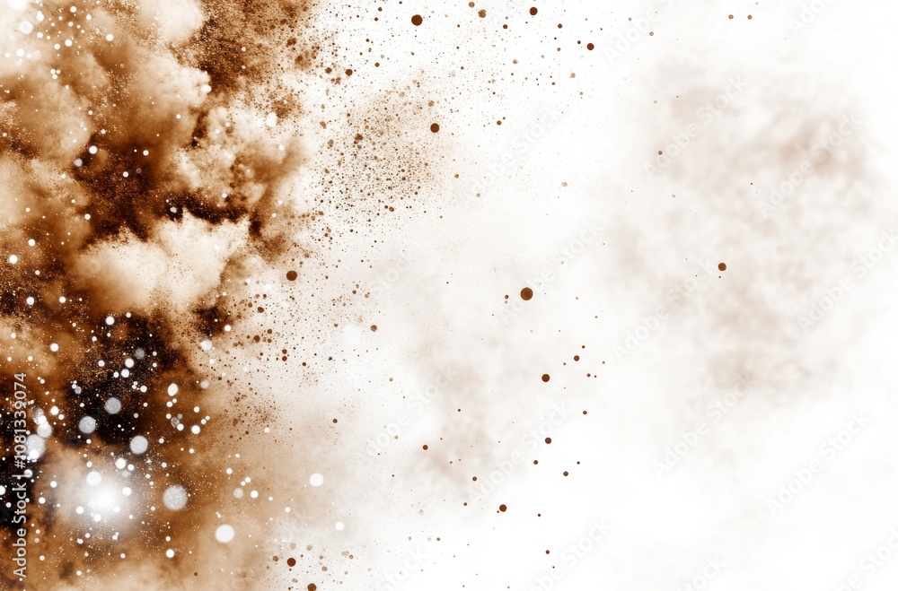 Poster dynamic abstract background of explosive dust and particles in motion