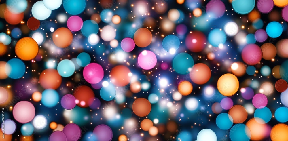 Poster vibrant abstract background with colorful bokeh lights and glowing orbs